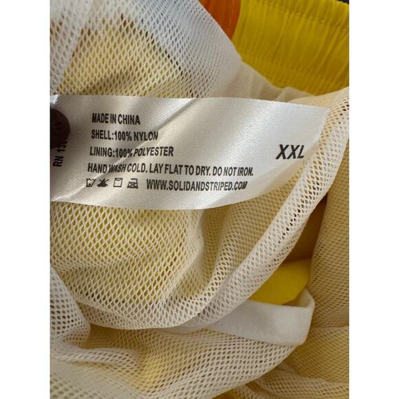 Solid & Striped Men’s Size XXL Classic Citron Yellow Striped Swim Trunks NWT - Picture 5 of 5